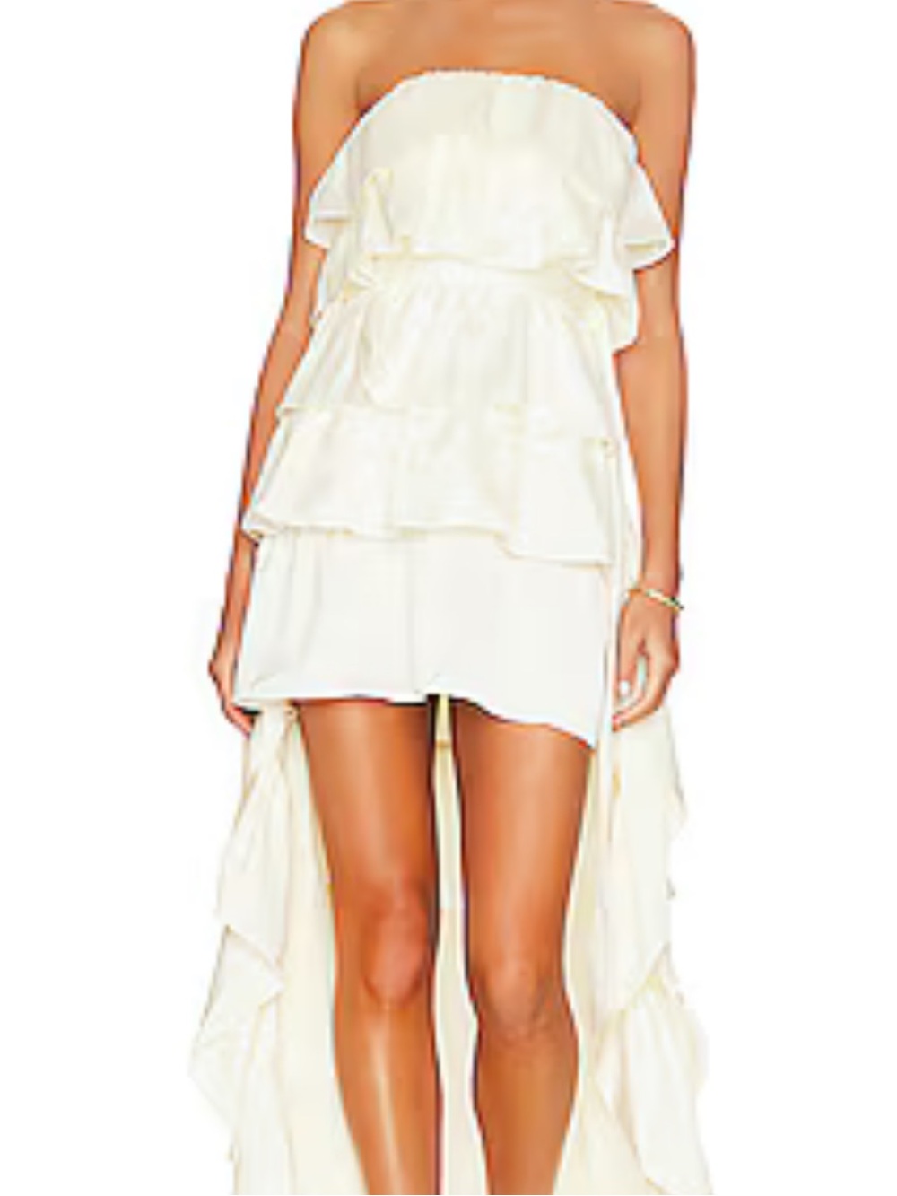 WeWoreWhat Strapless Tiered High-Low Dress in Cream - Picture 2 of 4